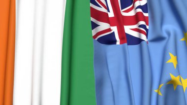 IVORY Kıyı ve TUVALU bayrakları gerçekçi kumaş dokusuyla