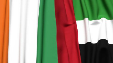 IVORY Kıyı ve BAE bayrakları gerçekçi kumaş dokusuna sahip