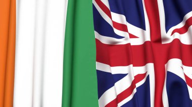 IVORY Kıyı ve Gerçekçi kumaş dokusuna sahip Birleşik KINGDOM bayrakları