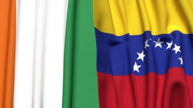 IVORY Kıyı ve Venezuela bayrakları gerçekçi kumaş dokusuyla