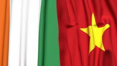 IVORY Kıyı ve VİETNAM bayrakları gerçekçi kumaş dokusuyla