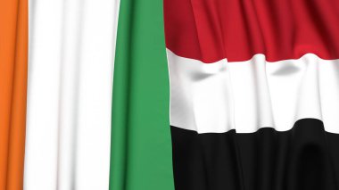 IVORY Kıyı ve Gerçek kumaş dokusuna sahip YEmen bayrakları