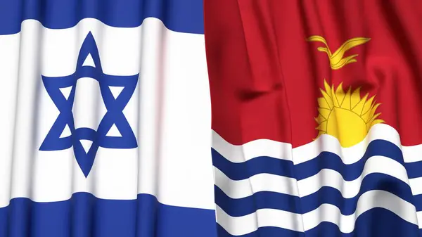İsrail ve KIRIBATI bayrakları gerçekçi kumaş dokusuyla