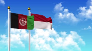 Kutupta alfa kanalı da dahil olmak üzere AfgANISTAN ve INDONESTA bayrakları sallamak