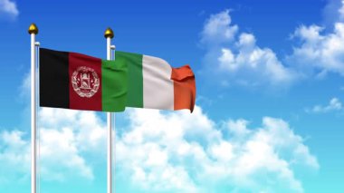 Kutupta alfa kanalı da dahil olmak üzere AfgANISTAN ve IRELAND bayrakları dalgalanıyor