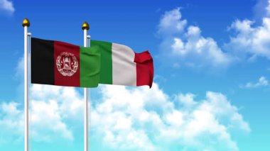 Kutupta alfa kanalı da dahil olmak üzere AfgANISTAN ve ITALY bayrakları dalgalanıyor