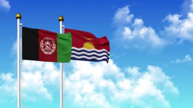 Kutupta alfa kanalı dahil AfgANISTAN ve KIRIBATI bayrakları sallamak