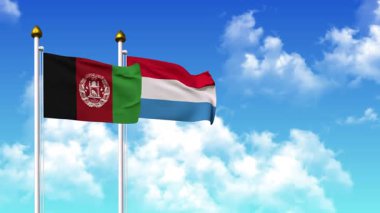 Kutupta alfa kanalı da dahil olmak üzere AfgANISTAN ve LUXEMBOURG bayrakları sallamak