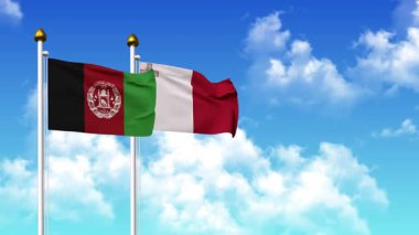 Kutupta alfa kanalı da dahil olmak üzere AfgANISTAN ve MALTA bayrakları dalgalanıyor