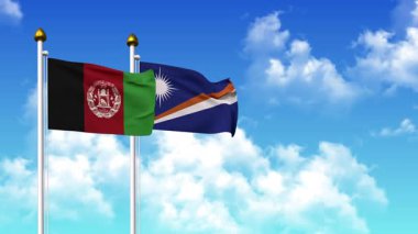 Kutuptaki AFGHANISTAN ve MARSHall adalarının bayrakları alfa kanalı ile birlikte sallanıyor.