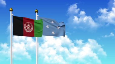 Kutupta alfa kanalı da dahil olmak üzere AfgANISTAN ve MICRONEZYA bayrakları sallamak