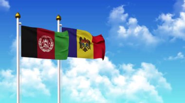 Kutupta alfa kanalı da dahil olmak üzere AfgANISTAN ve MOLDOVA bayrakları sallamak