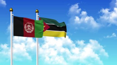 Direkte AfgANISTAN ve MOZAMBIQUE bayrakları sallamak alfa kanalı da dahil