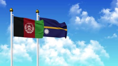 Kutupta alfa kanalı dahil AfgANISTAN ve NAURU bayrakları dalgalanıyor