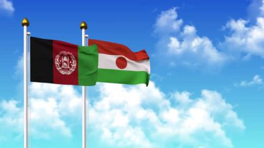 Kutupta alfa kanalı da dahil olmak üzere AfgANISTAN ve NIGER bayrakları sallamak