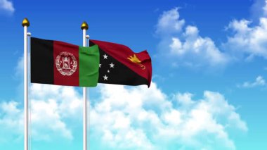 AfgANISTAN ve PAPUA Yeni GUINEA 'nın bayrakları alfa kanalı ile birlikte kutupta saldır