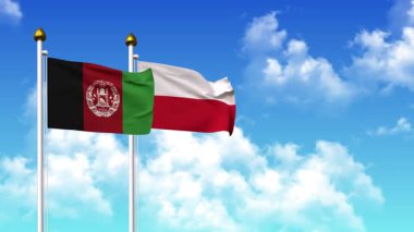 Kutupta alfa kanalı dahil olmak üzere AfgANISTAN ve POLAND bayrakları dalgalanıyor