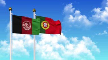 Direkte AfgANISTAN ve PORTUGAL bayrakları sallamak alfa kanalı da dahil