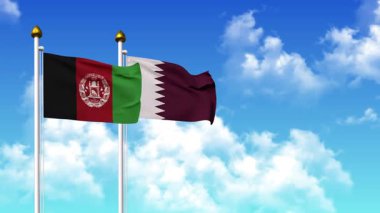 Kutupta AfgANISTAN ve Katar 'ın bayrakları dalgalanırken alfa kanalı da dahil