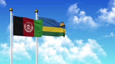 Kutupta AfgANISTAN ve Rwanda bayrakları dalgalanırken alfa kanalı da dahil