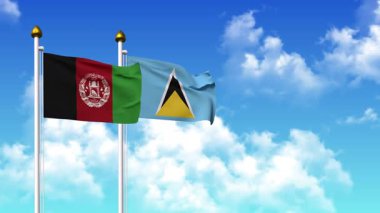 Kutuptaki AFGHANISTAN ve SAINT LUCIA bayrakları alfa kanalı da dahil.