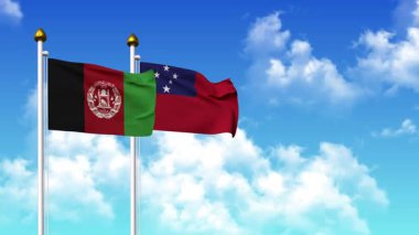 Kutupta alfa kanalı da dahil olmak üzere AfgANISTAN ve SAMOA bayrakları sallamak