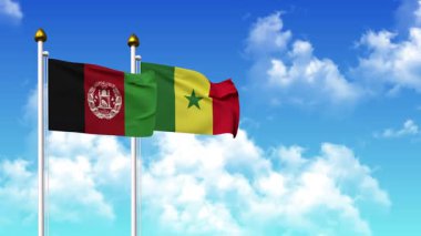 Kutupta alfa kanalı da dahil olmak üzere AfgANISTAN ve SENEGAL bayrakları sallamak