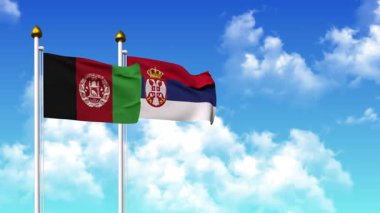Kutupta alfa kanalı da dahil olmak üzere AfgANISTAN ve SERBIA bayrakları dalgalanıyor