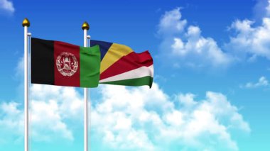 Kutupta alfa kanalı da dahil olmak üzere AfgANISTAN ve SEYCHELLES bayrakları sallamak