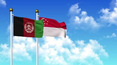 Kutupta AfgANISTAN ve SINGAPORE bayrakları dalgalanırken alfa kanalı da dahil