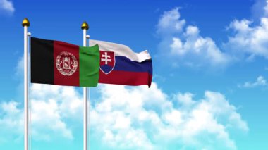 Kutupta alfa kanalı da dahil olmak üzere AfgANISTAN ve SLOVAKIA bayrakları sallamak