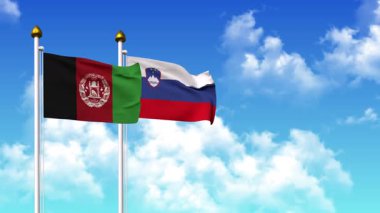 Kutupta alfa kanalı dahil AfgANISTAN ve SLOVENIA bayrakları dalgalanıyor