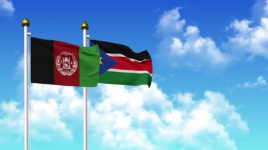Direkte AfgANISTAN ve GÜNEY SUDAN bayrakları dalgalanıyor alfa kanalı da dahil