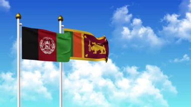 Kutuptaki AfgANISTAN ve SRI LANKA bayrakları alfa kanalı ile birlikte sallanıyor