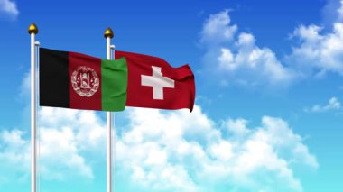 Kutupta alfa kanalı da dahil olmak üzere AfgANISTAN ve SWitzERLAND bayrakları sallamak
