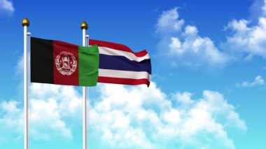 Alfa kanalı da dahil olmak üzere kutupta AfgANISTAN ve THAILAND bayrakları sallamak