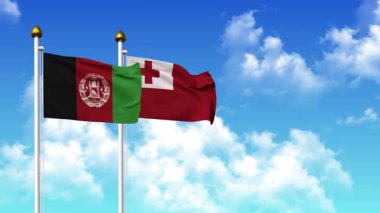 Kutupta alfa kanalı da dahil olmak üzere AfgANISTAN ve TONGA bayrakları dalgalanıyor
