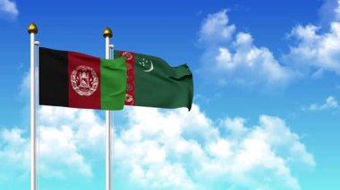 Kutupta alfa kanalı da dahil olmak üzere AfgANISTAN ve Türkmenistan bayrakları dalgalanıyor