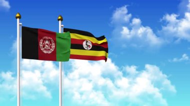 Kutupta alfa kanalı da dahil olmak üzere AfgANISTAN ve UGANDA bayrakları sallamak