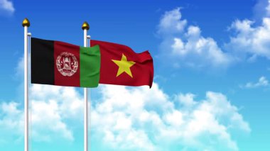 Kutupta alfa kanalı da dahil olmak üzere AfgANISTAN ve VİETNAM bayrakları sallamak