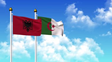 Alfa kanalı da dahil olmak üzere kutupta ALBANIA ve ALGERIA bayrakları dalgalanıyor