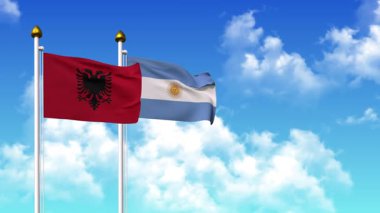 Kutupta alfa kanalıyla birlikte ALBANIA ve ARGENTINA bayrakları sallanıyor