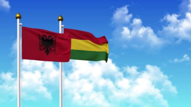 Alfa kanalı ile birlikte kutupta ALBANIA ve BOLIVIA bayrakları sallanıyor