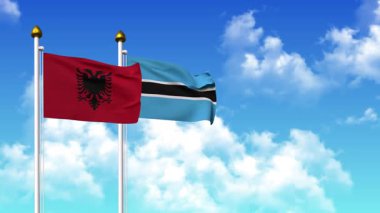 Alfa kanalı da dahil olmak üzere kutupta ALBANIA ve BOTSwanA bayrakları sallanıyor