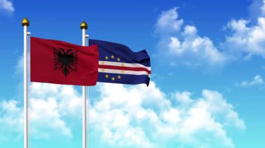 Alfa kanalı ile birlikte kutba ALBANIA ve CAPE VERDE bayrakları dalgalanıyor