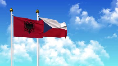 Alfa kanalı ile birlikte kutupta ALBANIA ve CZECH REPUBLIC bayrakları sallanıyor