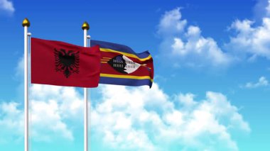 Kutupta alfa kanalıyla birlikte ALBANIA ve Eswatini bayrakları dalgalanıyor