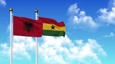 Alfa kanalı da dahil olmak üzere kutupta ALBANIA ve GHANA bayrakları dalgalanıyor