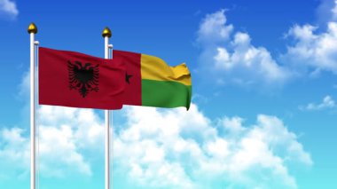 Kutupta alfa kanalıyla birlikte ALBANIA ve GUINEA-BISSAU bayrakları dalgalanıyor
