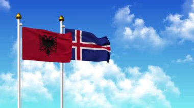 Alfa kanalı ile birlikte kutupta ALBANIA ve ICELAND bayrakları sallanıyor
